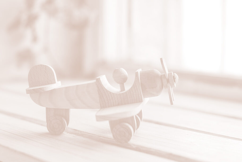 Imagen de un juguete avión de madera, de la sección que habla del Europe Baby World